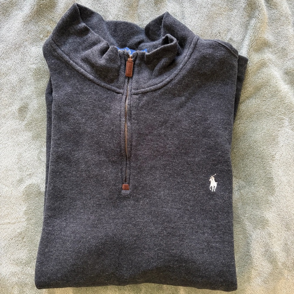 Men's Polo Ralph Lauren Gray Quarter-Zip Sweater